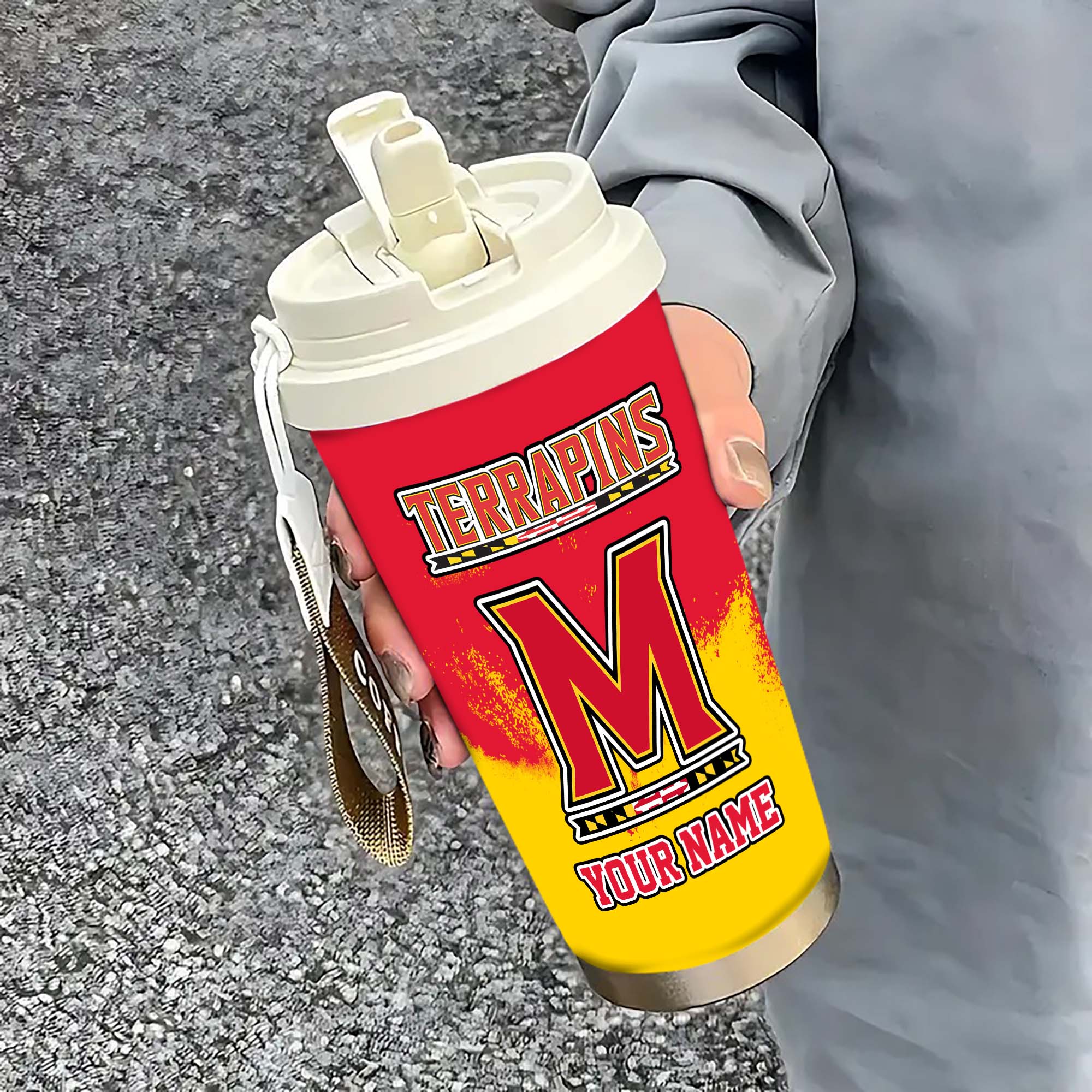 Maryland Terrapins Insulated Coffee Mug With Straw And Lid, Portable Coffee Travel Mug For Car, Fan Gifts