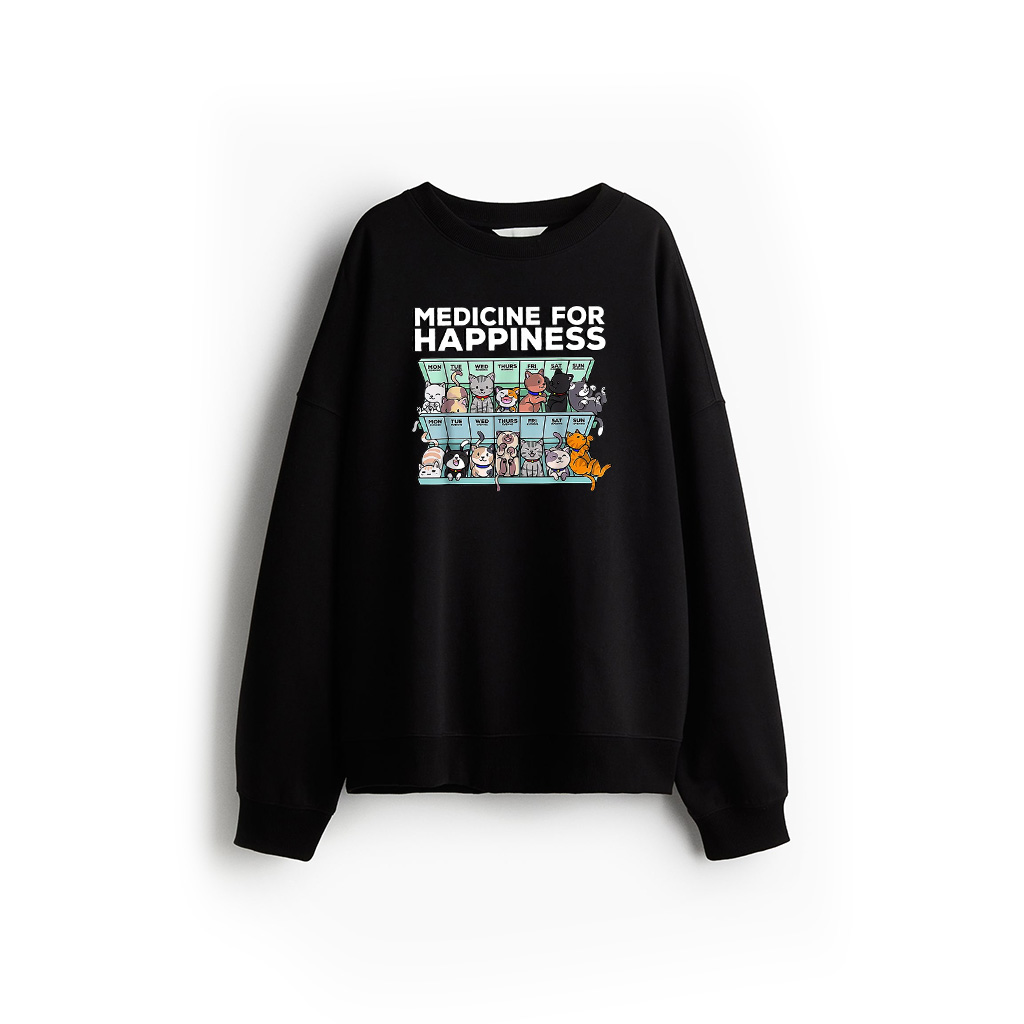 Medicine For Happiness Cat Week Sweatshirt