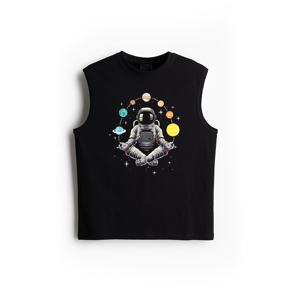 Meditating Astronaut Galaxy Spaceman Astronomer Cosmos Tank Top