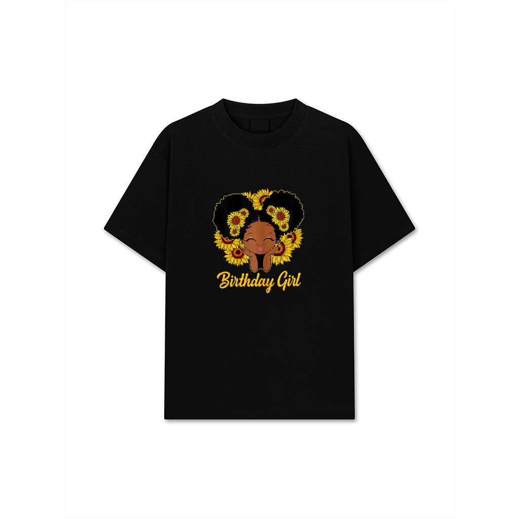 Melanin Sunflower Birthday Girl African American Black Girls T-Shirt