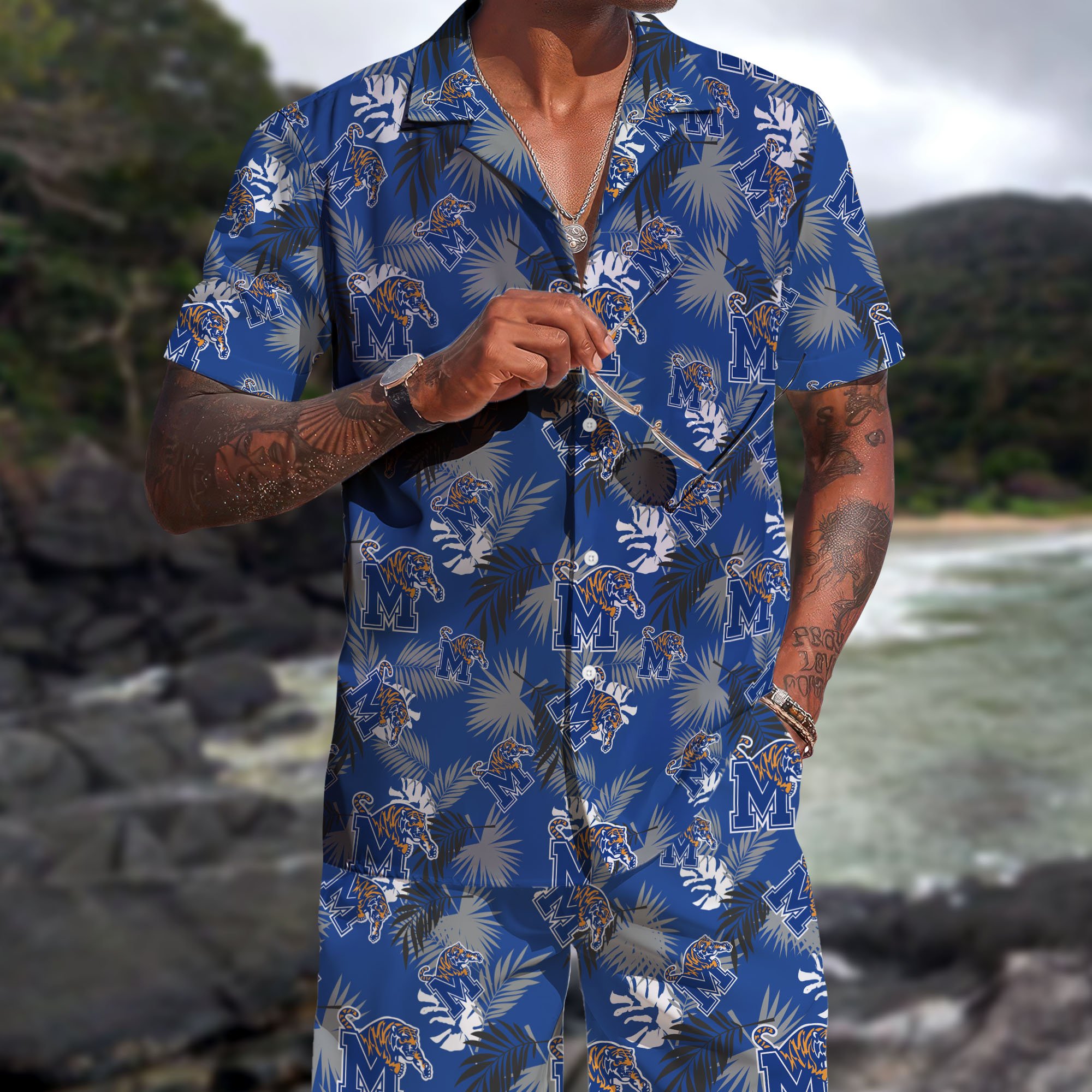Memphis Tigers Hawaiian Shorts Set 2025 Version, Hawaiian Shirts, Sports Shorts, Gifts For Fan