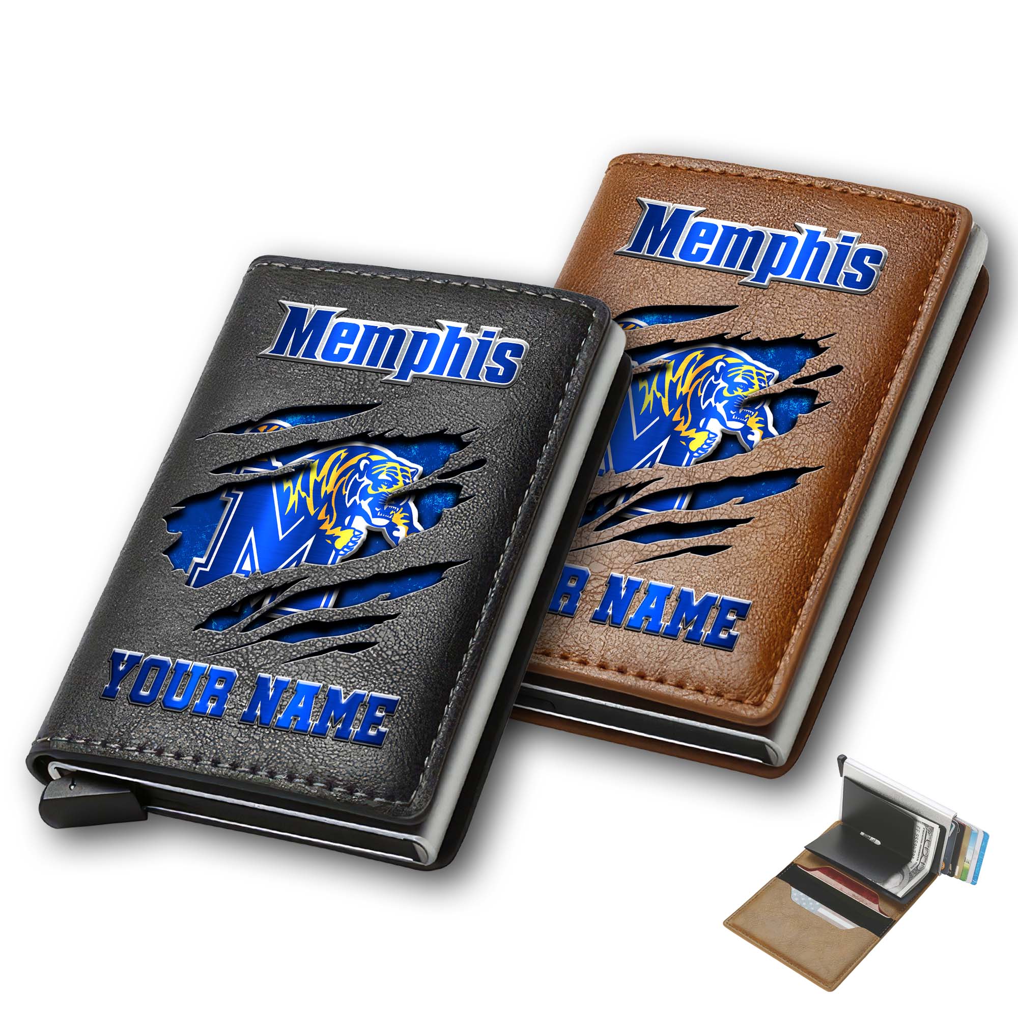 Memphis Tigers Men Wallet Custom Your Name, Football Team Men Wallet For Fans, Gifts For Football Lovers