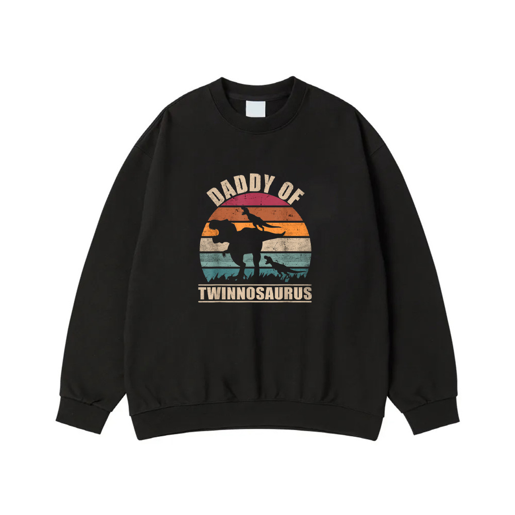 Mens Dad Of Twins Daddysaurus Pun Fathers Day Daddy Of Twins Sweatshirt