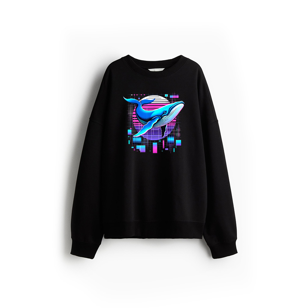 Mens, Womens And Kids Vintage Retro Blue Whale Lover Sweatshirt