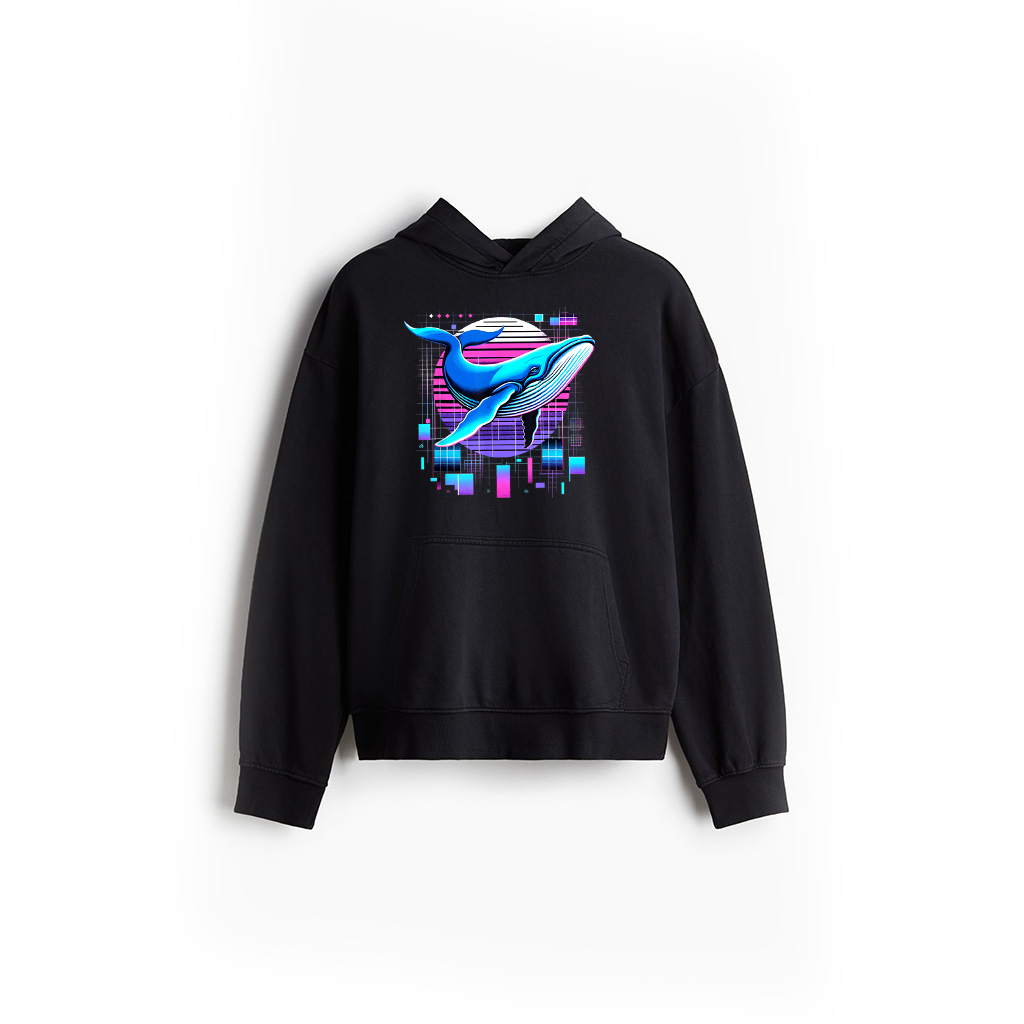 Mens, Womens And Kids Vintage Retro Blue Whale Lover Hoodie