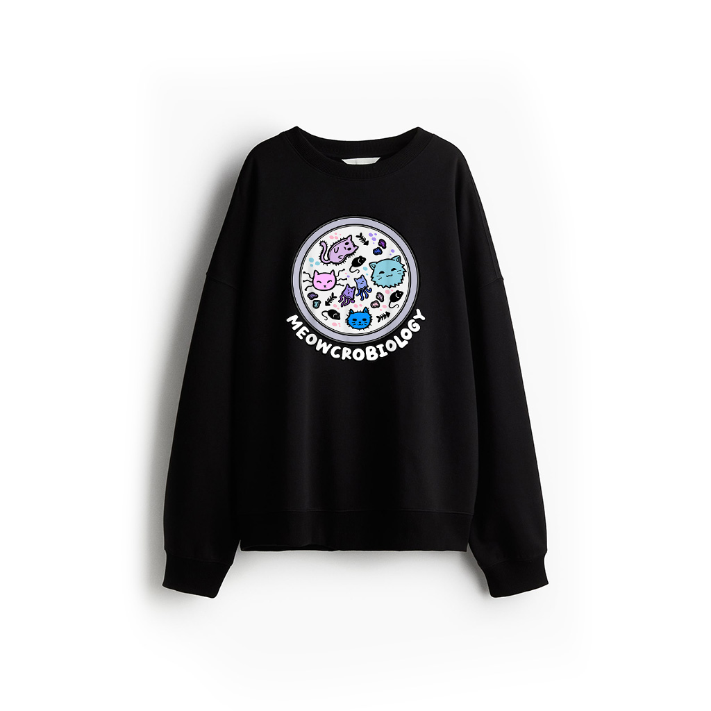 Meowcrobiology Microscopic Cats Science Pet School Biology Sweatshirt 21-07-2025