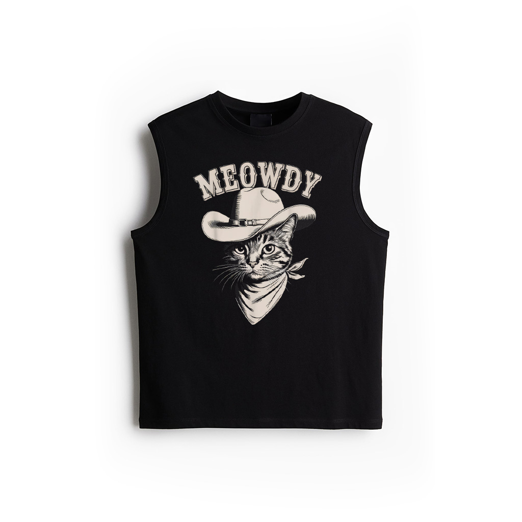 Meowdy Cat Funny Cowboy Western Graphic Cat Lady Cat Dad Tank Top