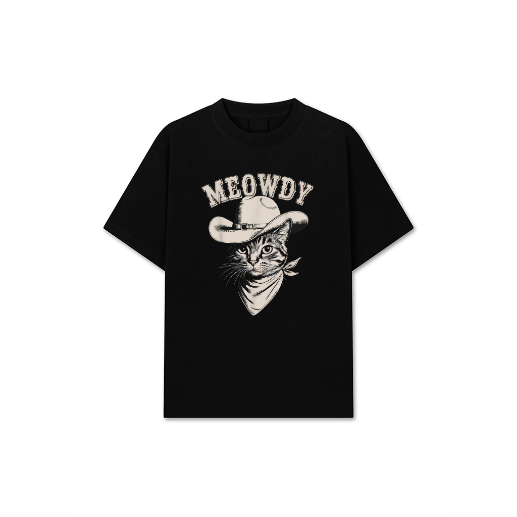 Meowdy Cat Funny Cowboy Western Graphic Cat Lady Cat Dad T-Shirt