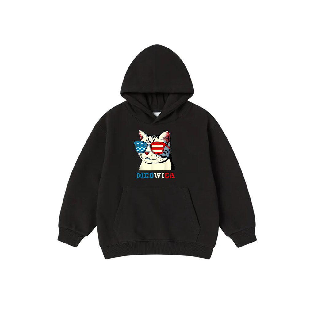 Meowica 4Th Of July Cat Sunglasses American USA Flag Cat Hoodie