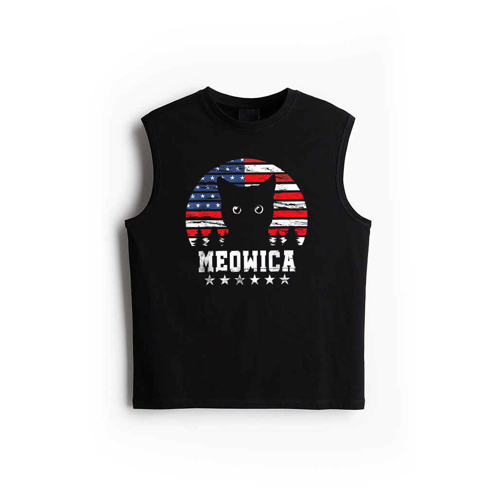 Meowica Funny 4Th Of July Cat Lover American Flag Women Men Tank Top