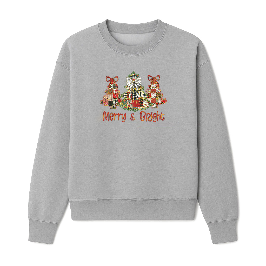 Merry And Bright Patchwork Christmas Tree Vintage Coquette Sweatshirts 06-10-2025