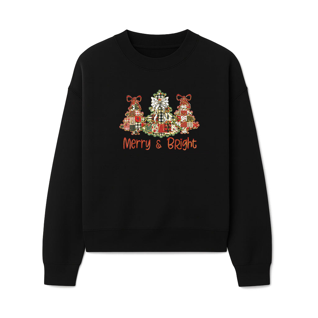 Merry And Bright Patchwork Christmas Tree Vintage Coquette Sweatshirts 06-10-2025