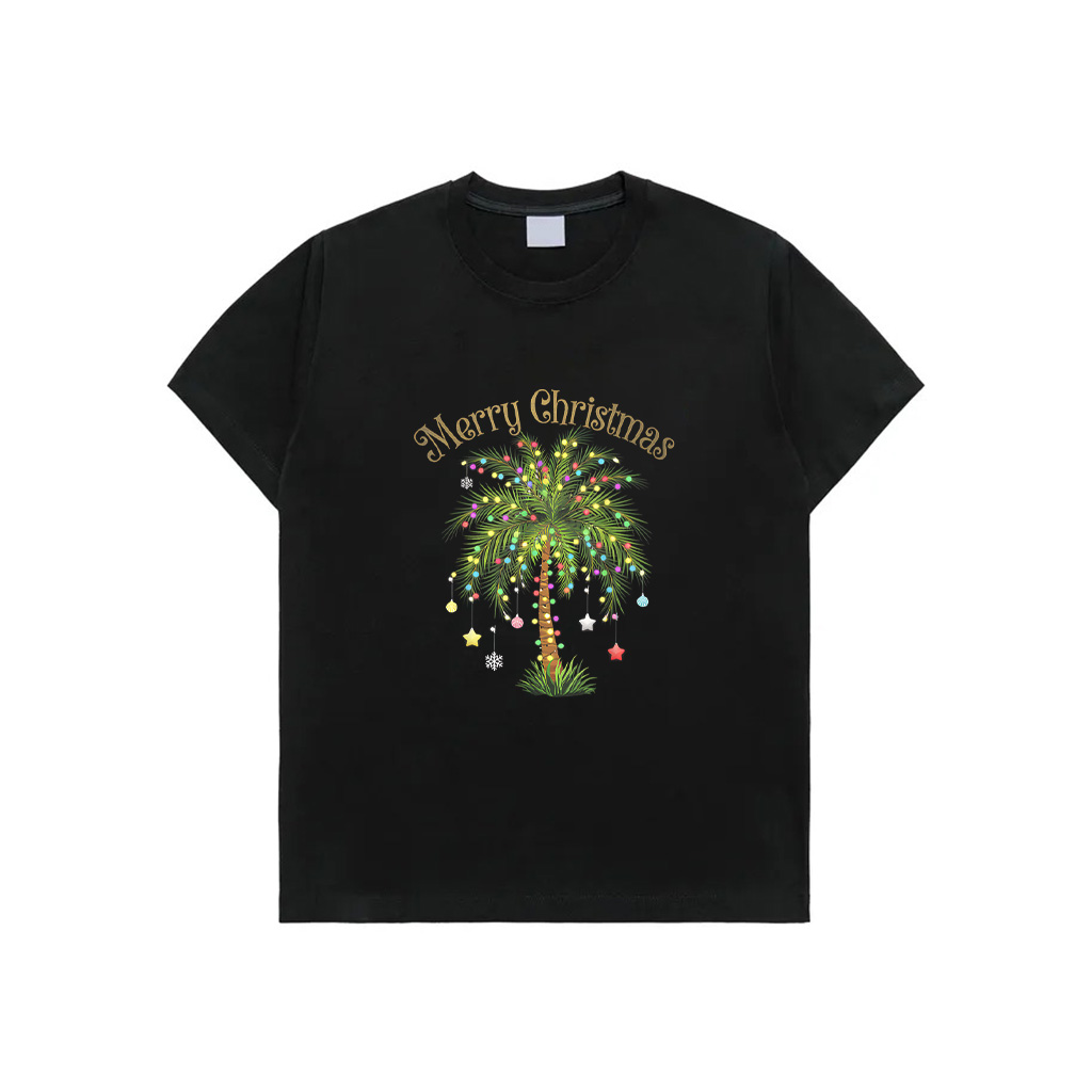 Merry Christmas Palm Tree Light Hawaiian Tropical Christmas T-Shirt