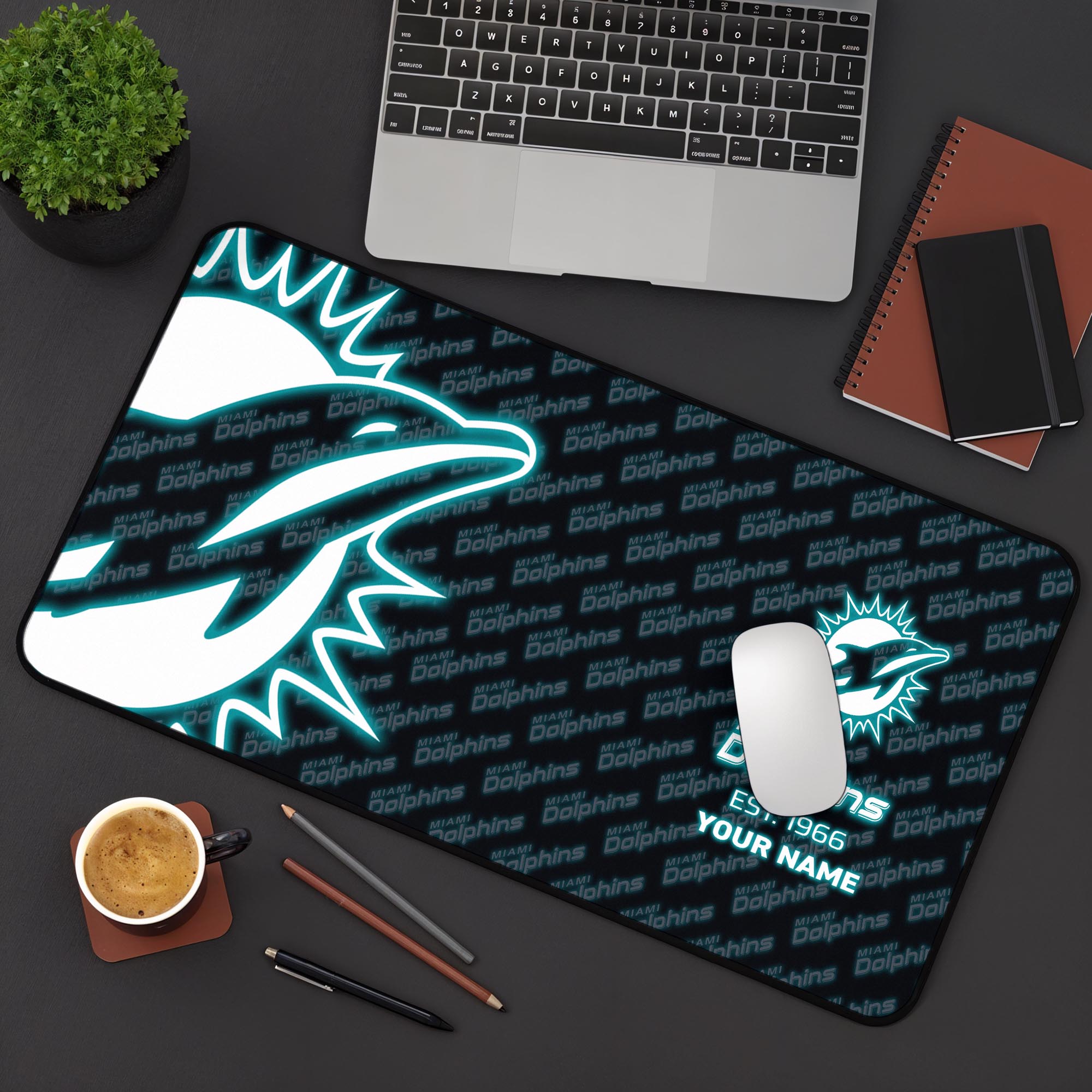 Miami Dolphins 2025 Version Mouse Pad Custom Printed, Sport Team Mouse Pad, Sport Gift For Fans