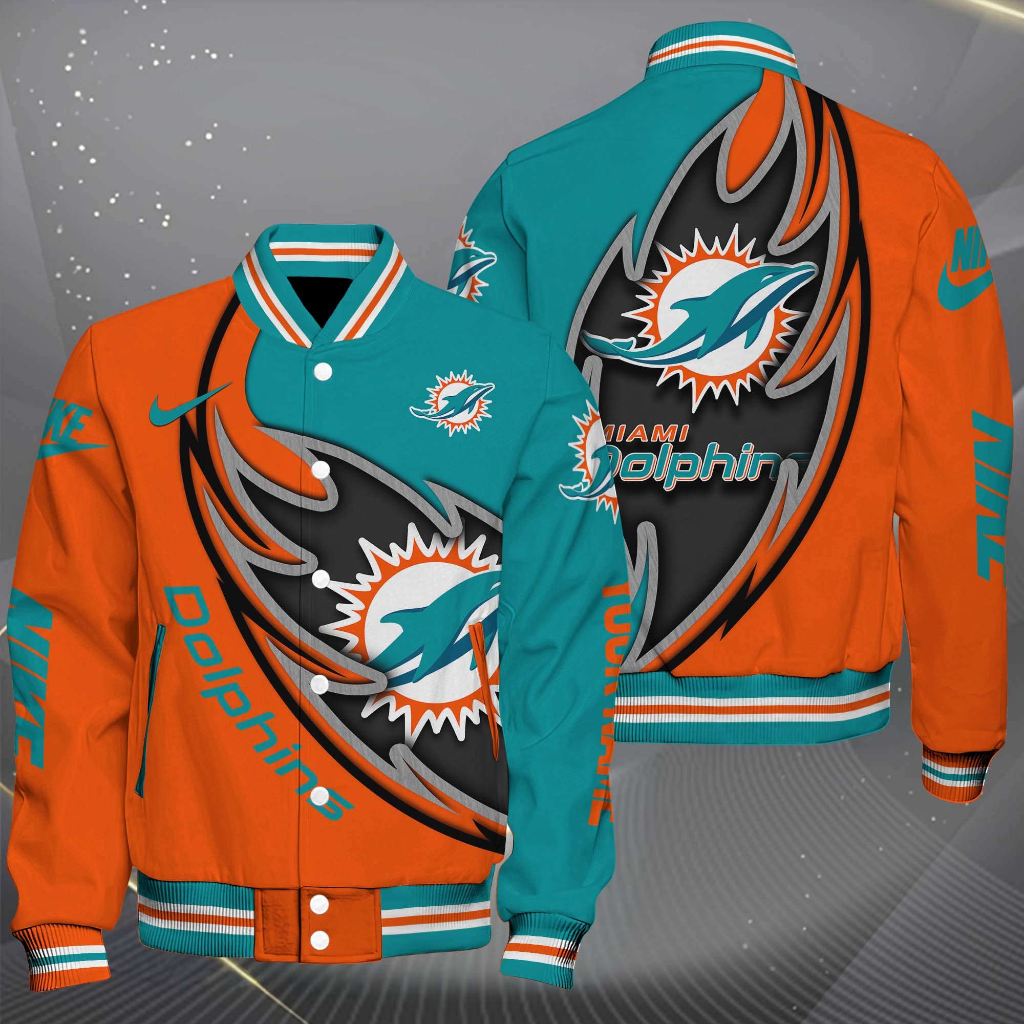 Miami Dolphins Baseball Jacket, Sport Jacket Custom You Name, Football Fan Gifts 