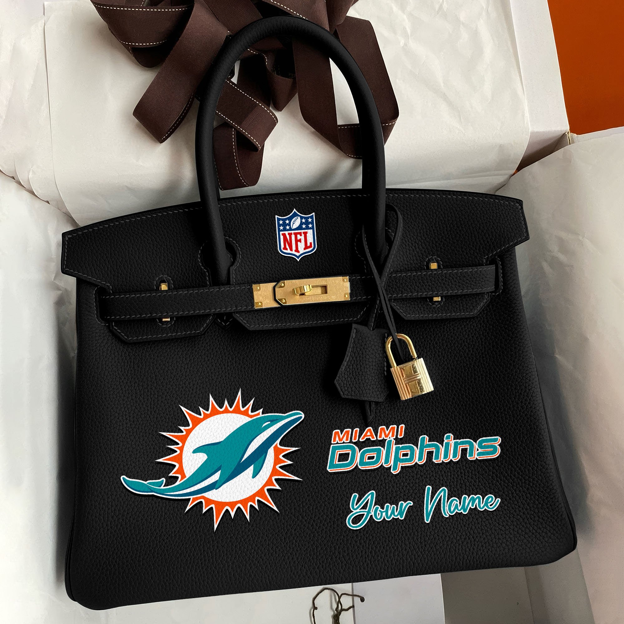 Miami Dolphins Deluxe Handbag For Women Custom Your Name 2025 Versions, Sport Deluxe Handbag