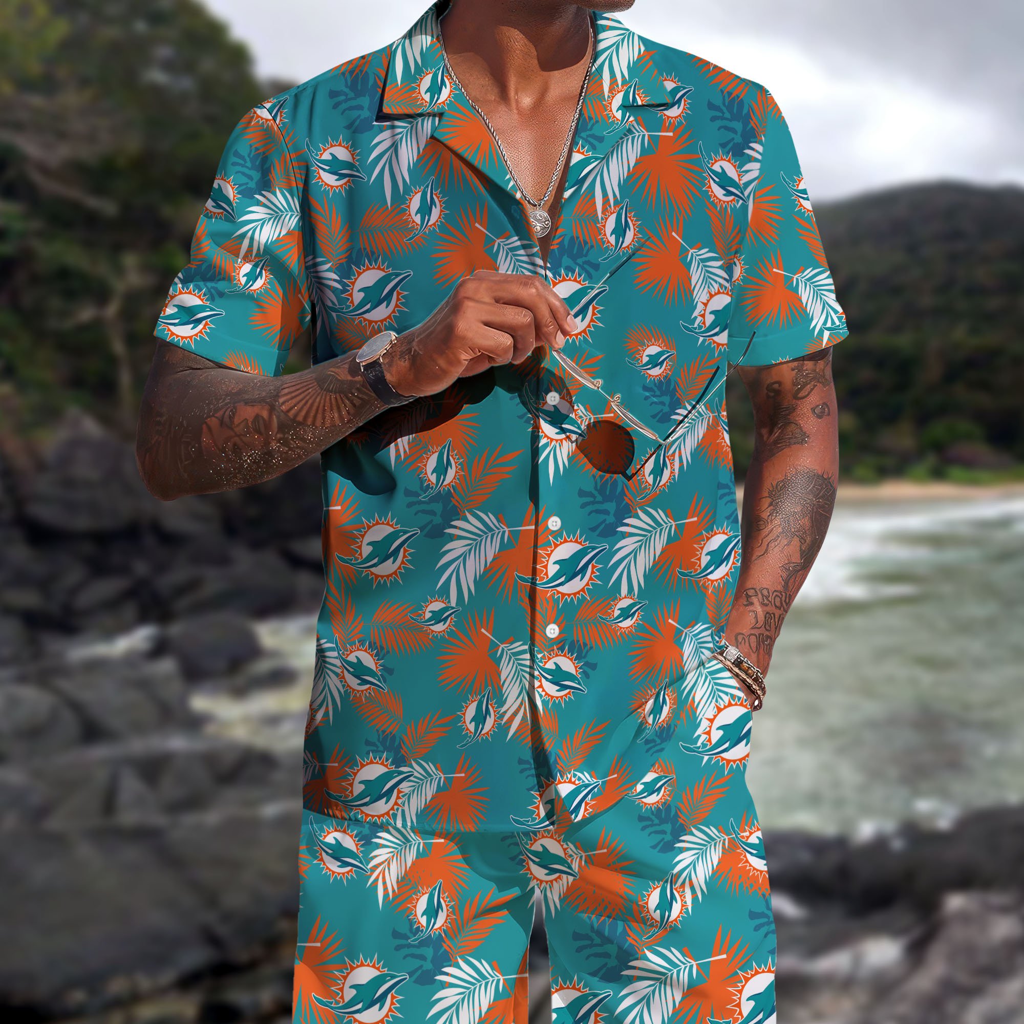 Miami Dolphins Hawaiian Shorts Set 2025 Version, Hawaiian Shirts, Sports Shorts, Gifts For Fan
