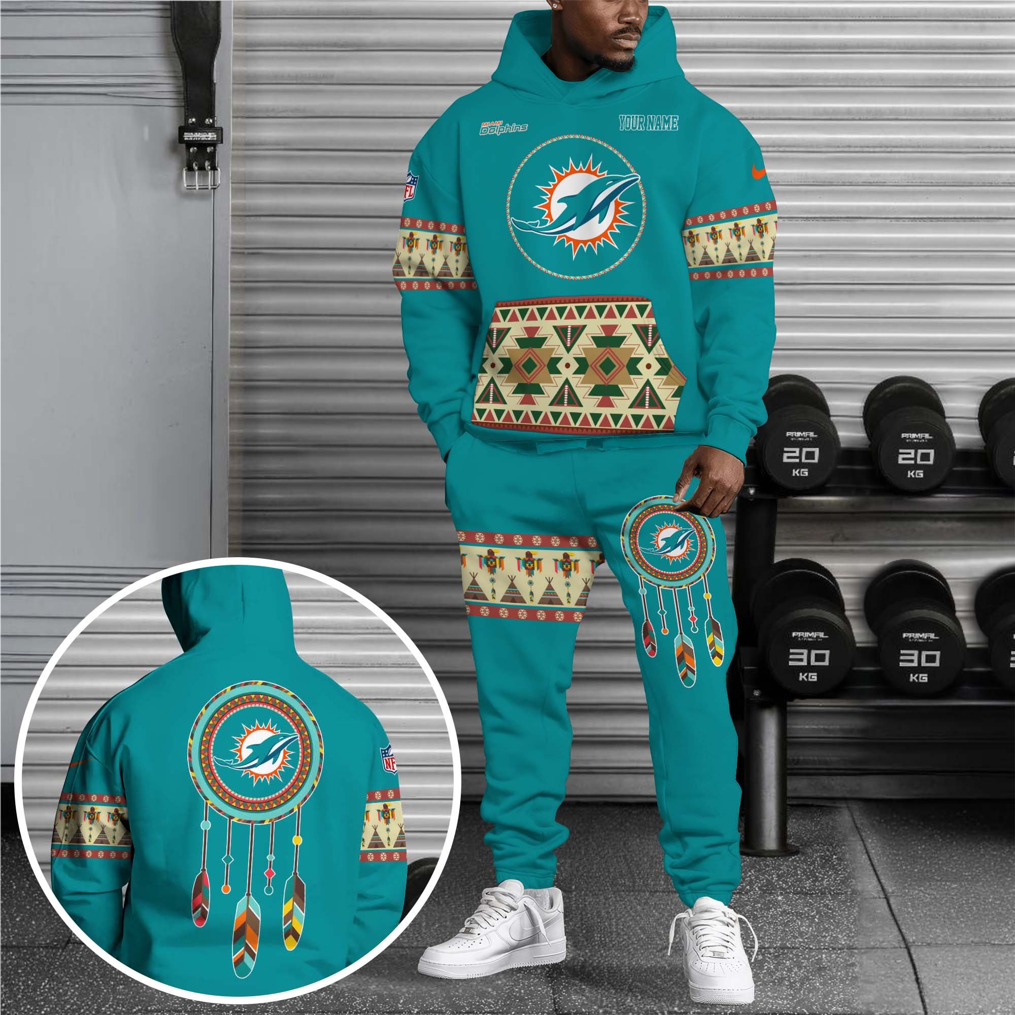Miami Dolphins Hoodie Sweatpants Set Custom Your Name, Sport Hoodie Sweatpants Set, Sport Gifts For Fan
