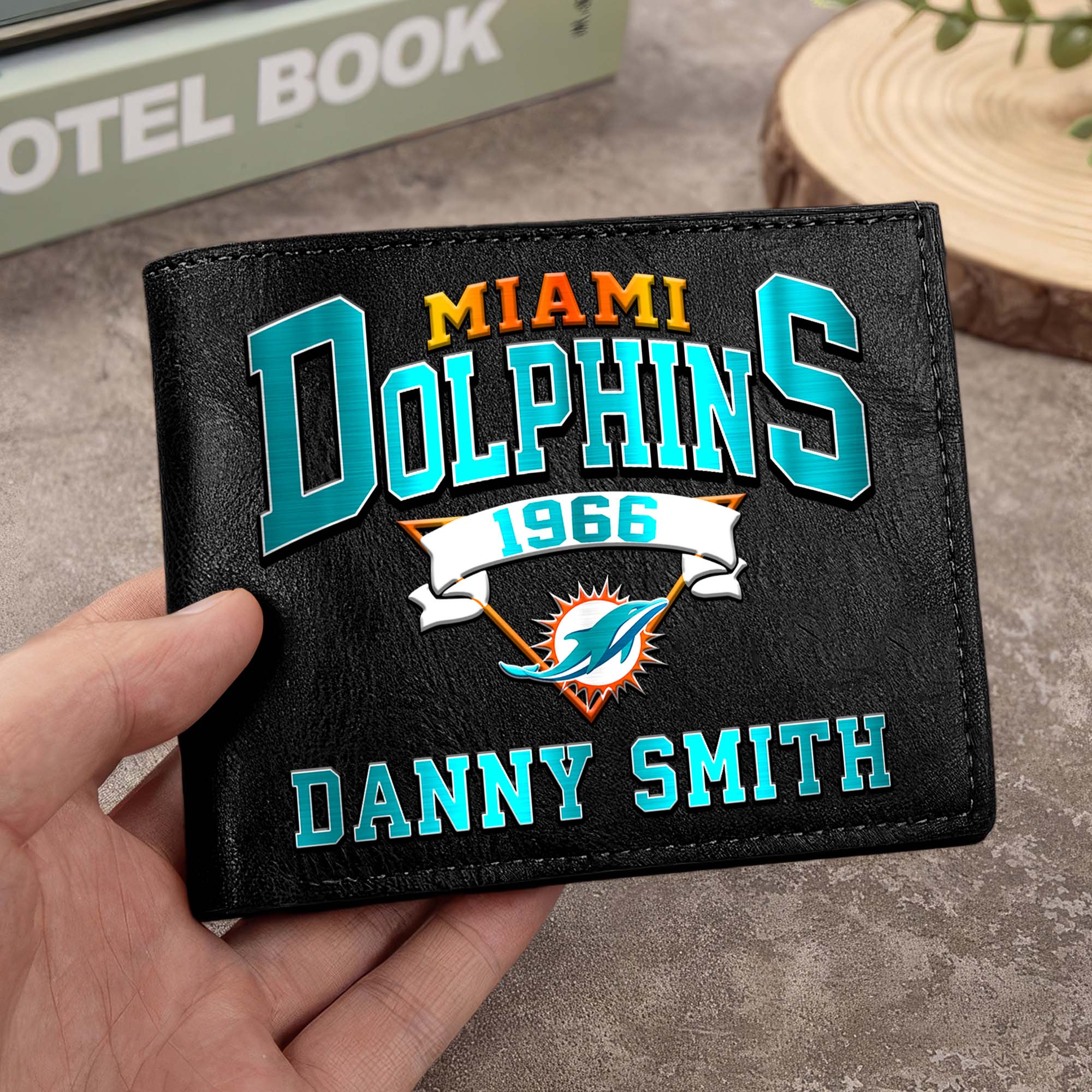 Miami Dolphins Men Wallet Custom Your Name, Football Team Men Wallet For Fans, Gifts For Football Lovers