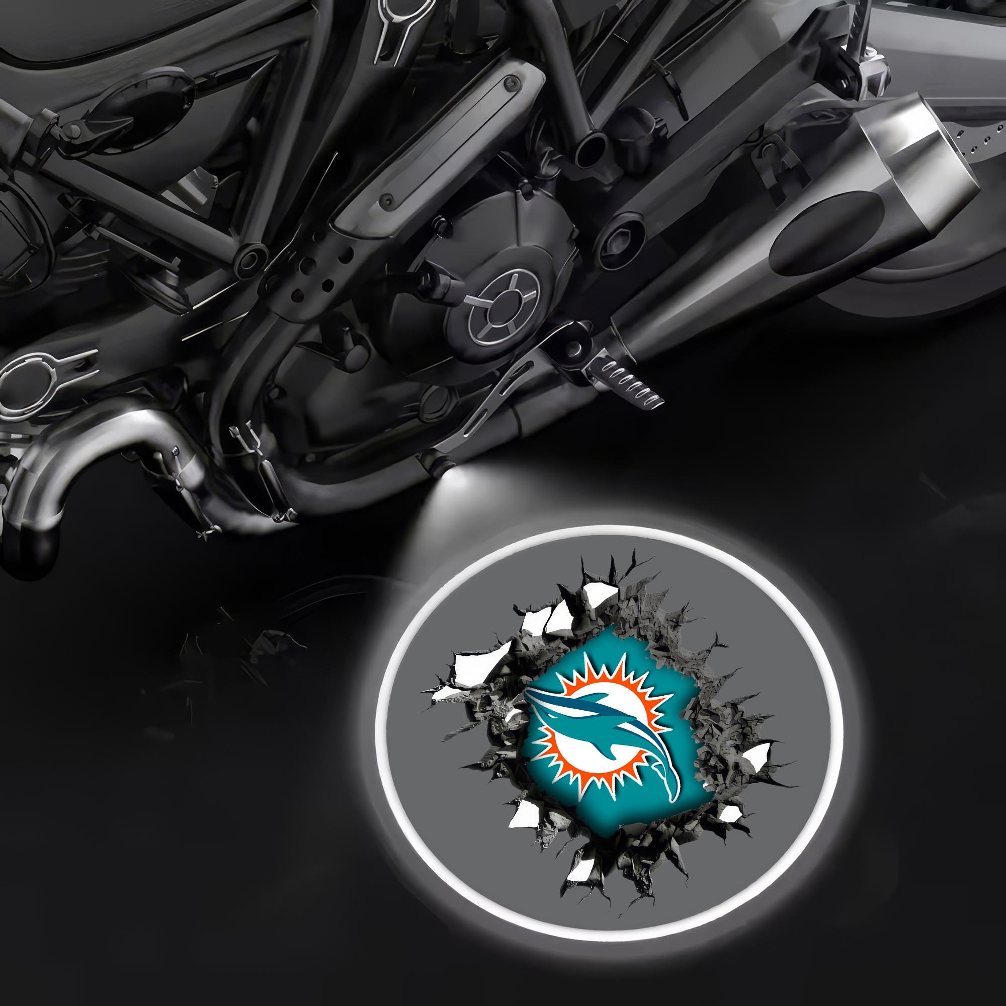Miami Dolphins Motorcycle Projection Lamp Light, Gifts For Fan