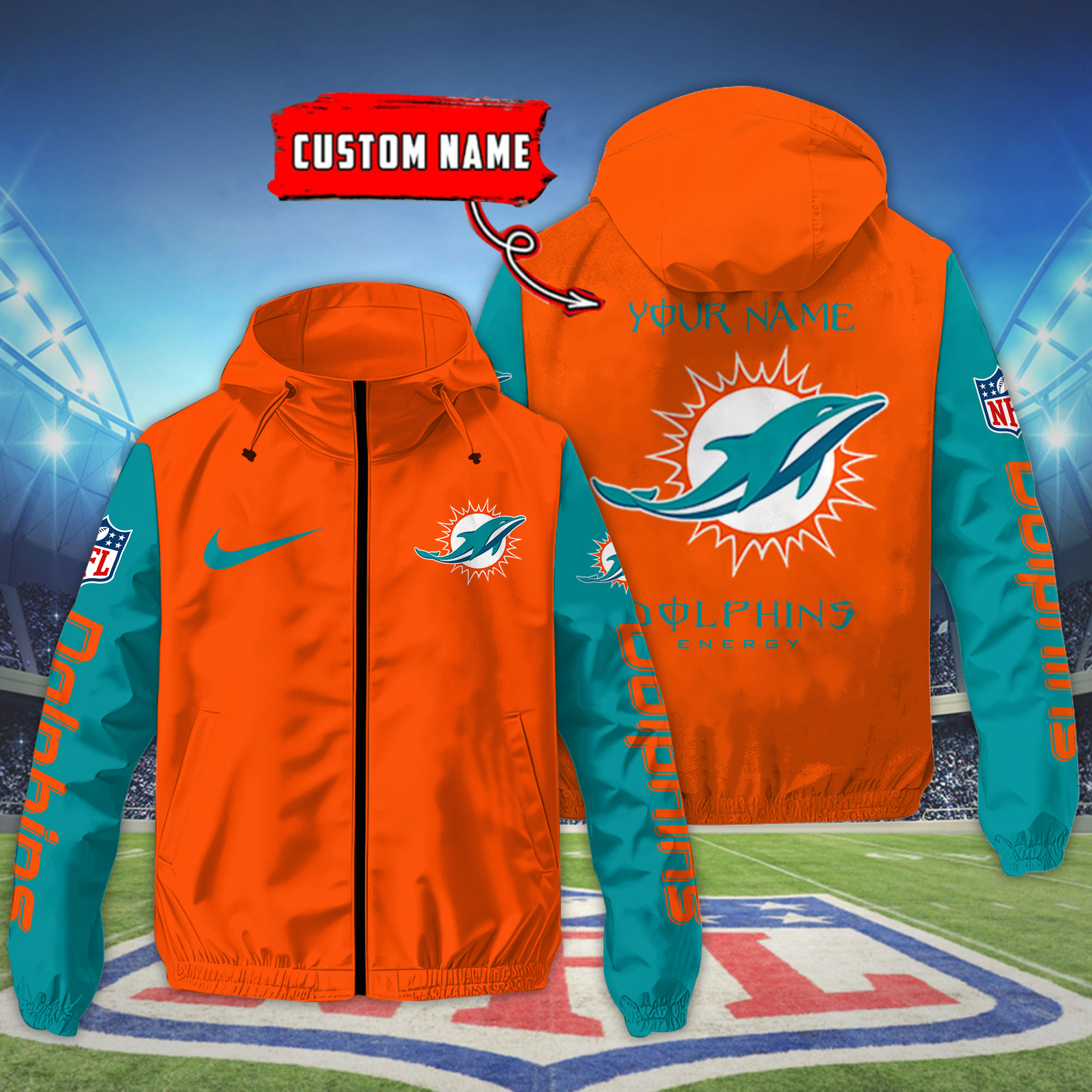 Miami Dolphins NFL Personalized Style Windbreaker Jacket For Fans