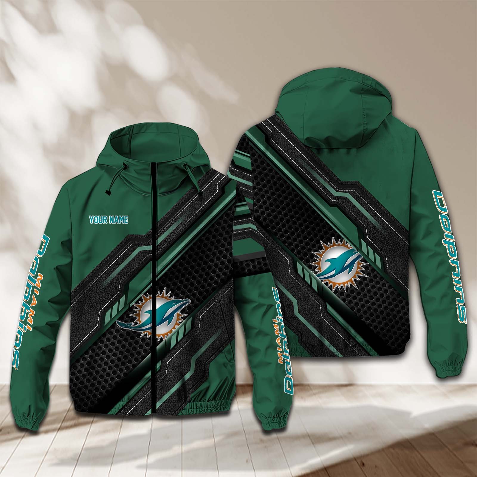 Miami Dolphins NFL Personalized Windbreaker Jacket For Fan