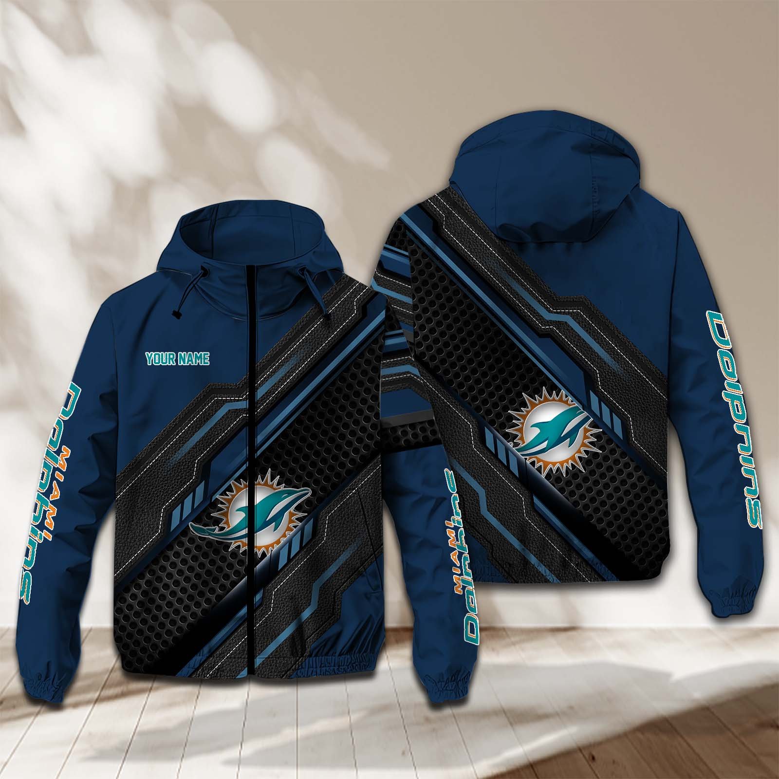 Miami Dolphins NFL Personalized Windbreaker Jacket For Fan