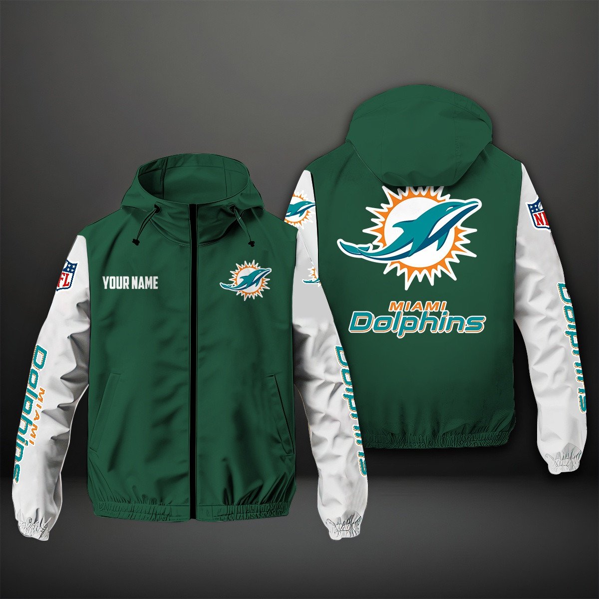 Miami Dolphins NFL Personalized Windbreaker Jacket For Fan
