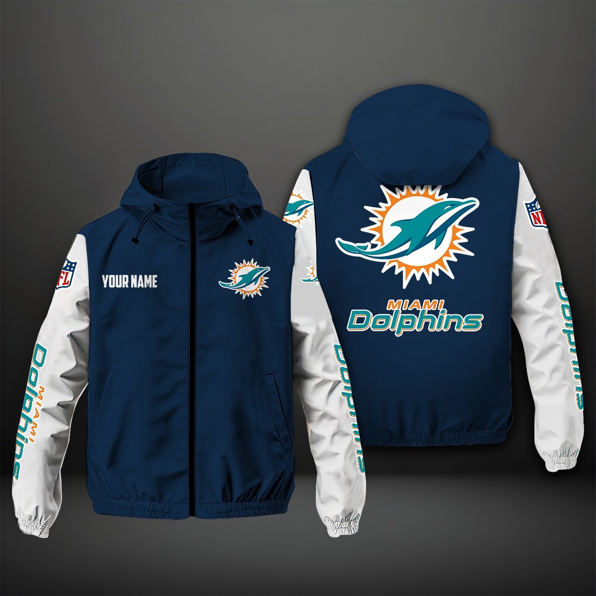 Miami Dolphins NFL Personalized Windbreaker Jacket For Fan