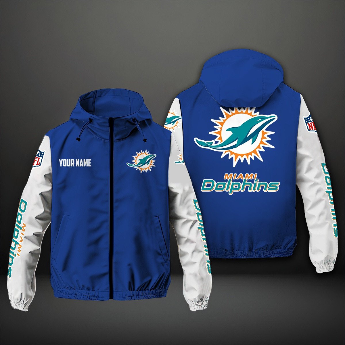 Miami Dolphins NFL Personalized Windbreaker Jacket For Fan