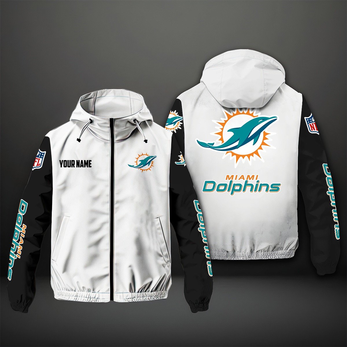 Miami Dolphins NFL Personalized Windbreaker Jacket For Fan