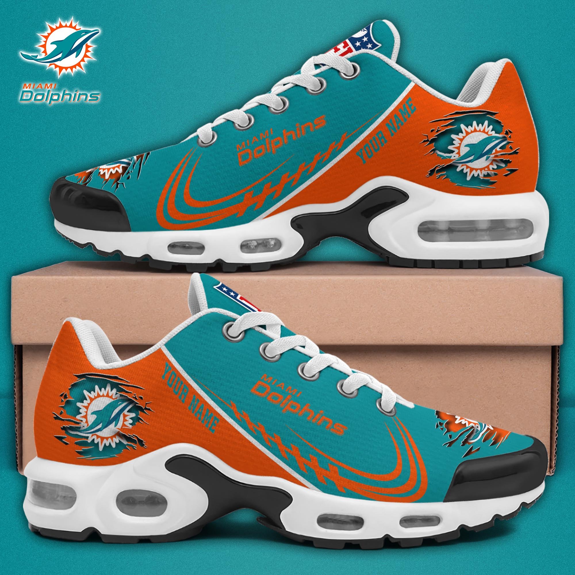 Miami Dolphins TN Shoes 2025 Version Custom Name, Sport Shoes For Fan, Fan Gifts