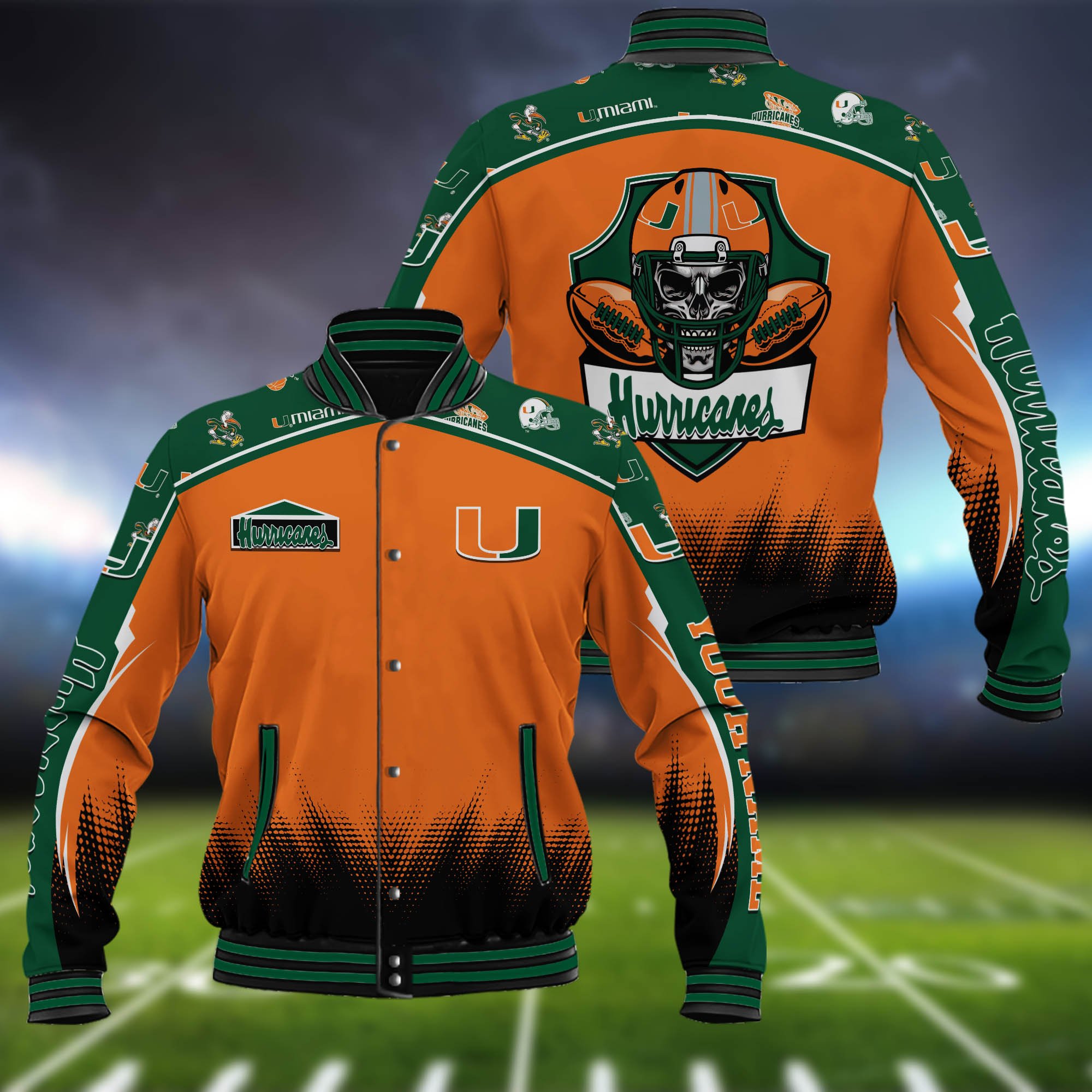 Miami Hurricanes Baseball Jacket Custom Name, Sport Team Jacket, Sport Gifts 