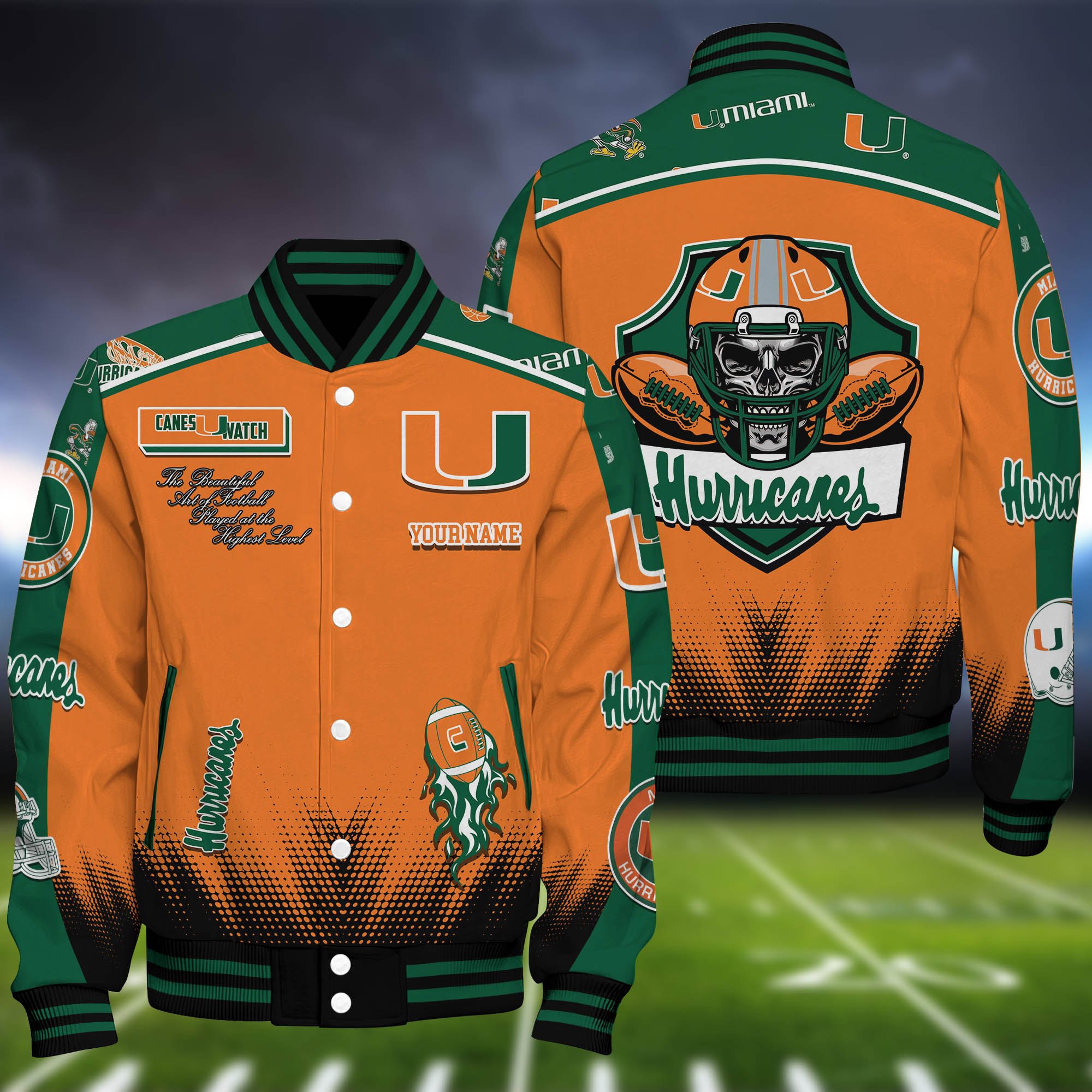 Miami Hurricanes Baseball Jacket Personalized Your Name, Jackets For Sport Fans 