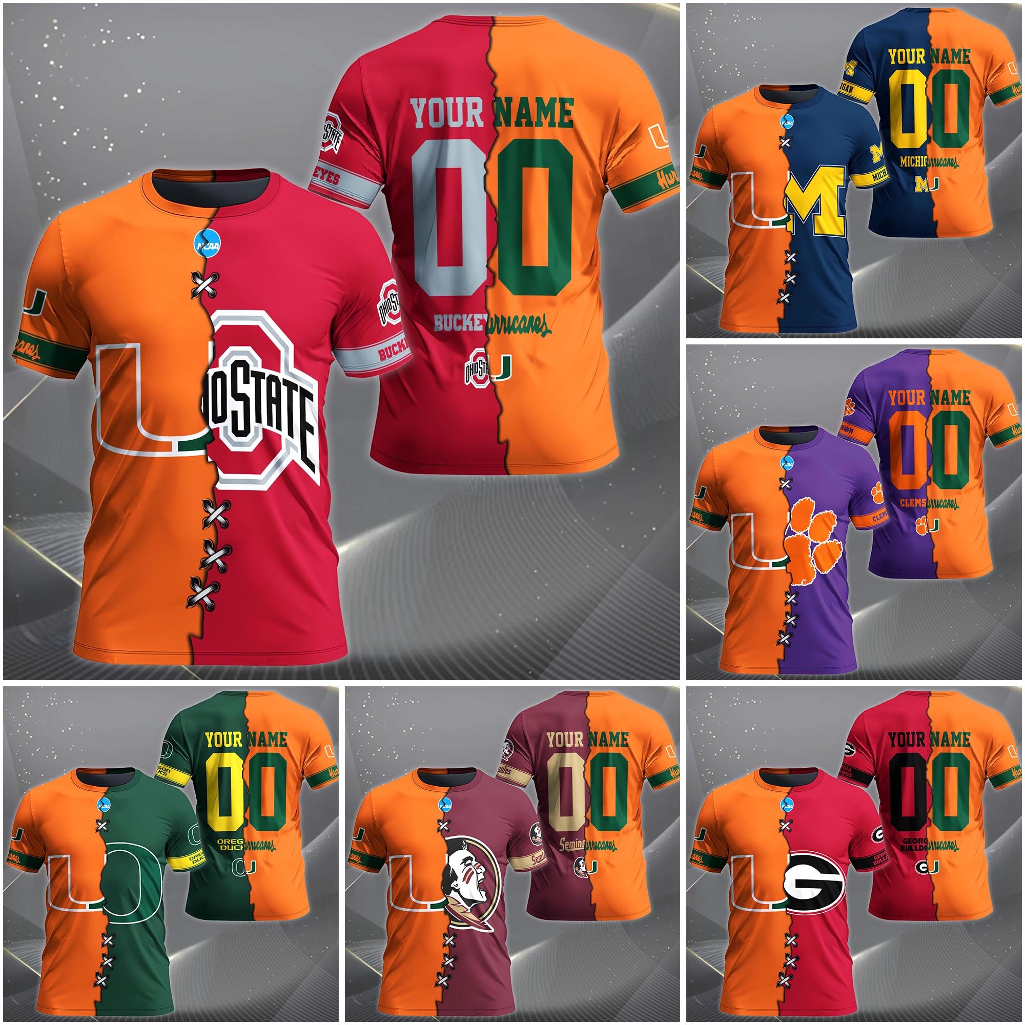 Miami Hurricanes House Divided T-Shirt Custom Name 2025 Version, Year And Team, Sport Shirts For Fan
