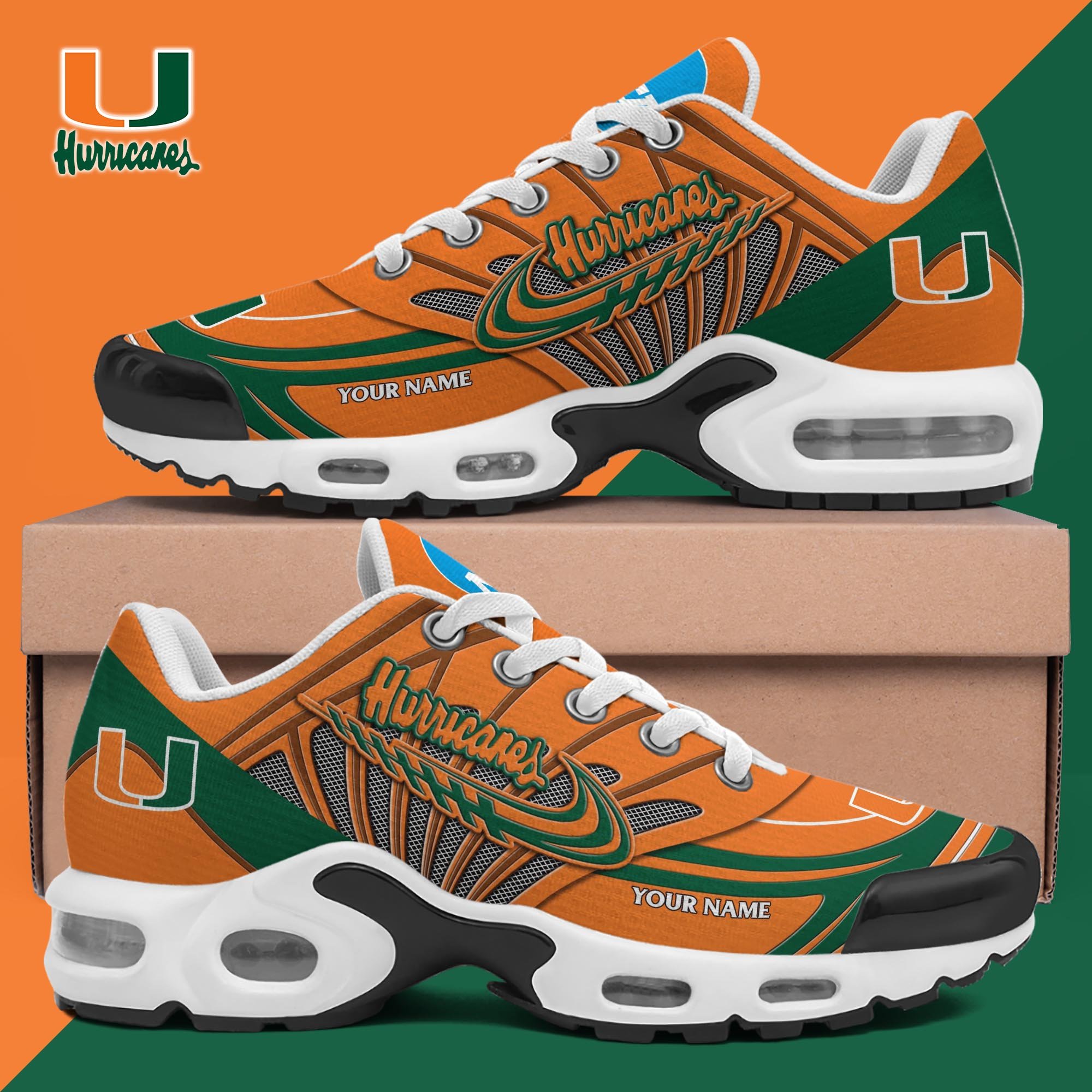 Miami Hurricanes TN Shoes 2025 Version Custom Your Name, Shoes For Sport Fans, Gift For Fans