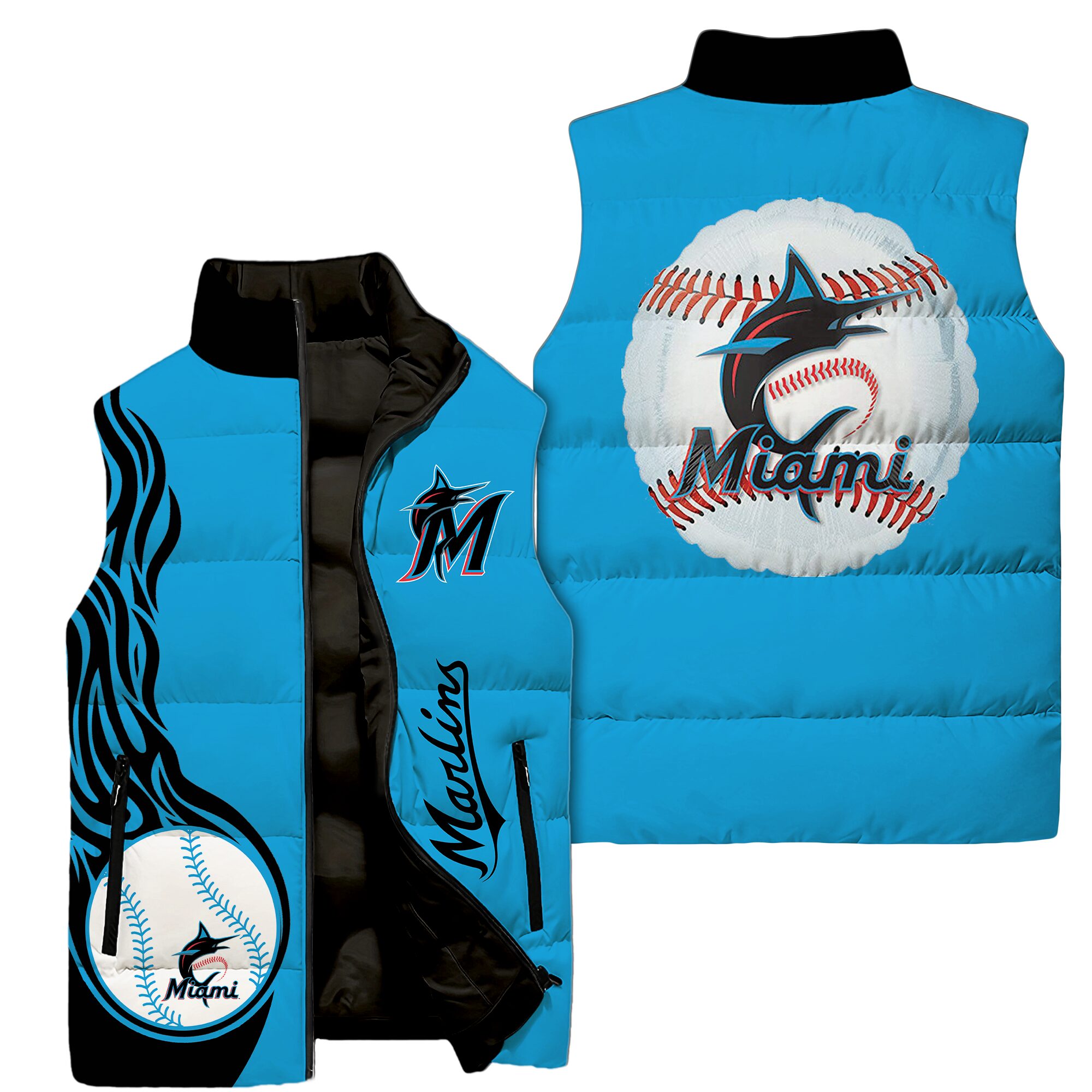 Miami Marlins MLB Style Sleeveless Puffer Jacket For Fans