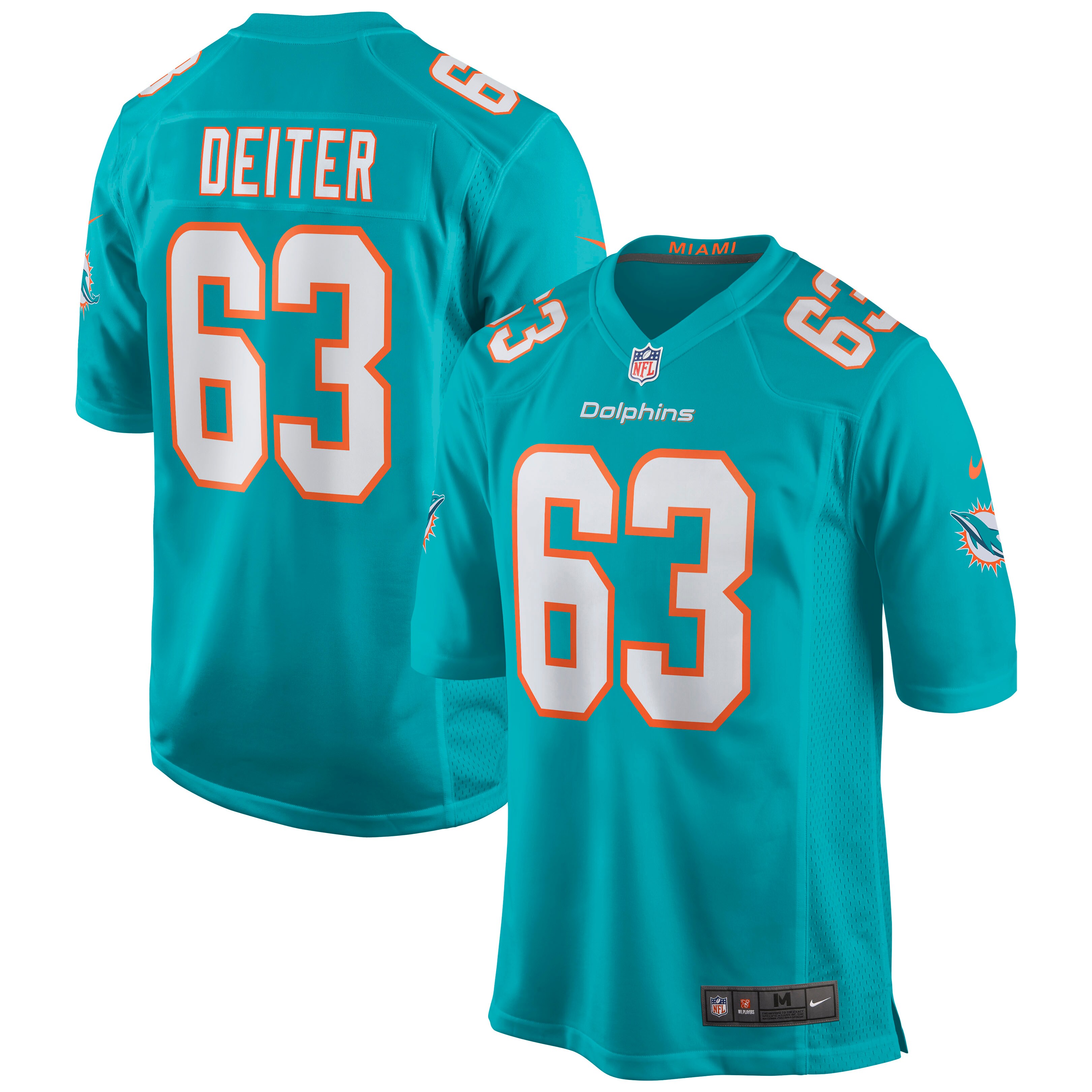 Michael Deiter Miami Dolphins Nike Game Jersey   Aqua
