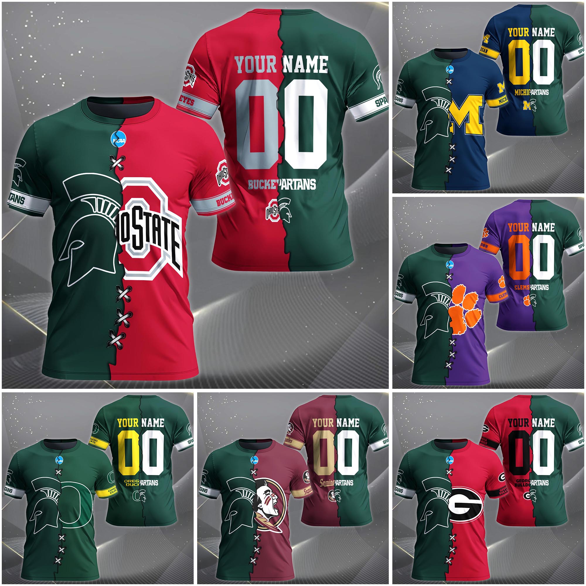 Michigan State Spartans House Divided T-Shirt Custom Name 2025 Version, Year And Team, Sport Shirts For Fan