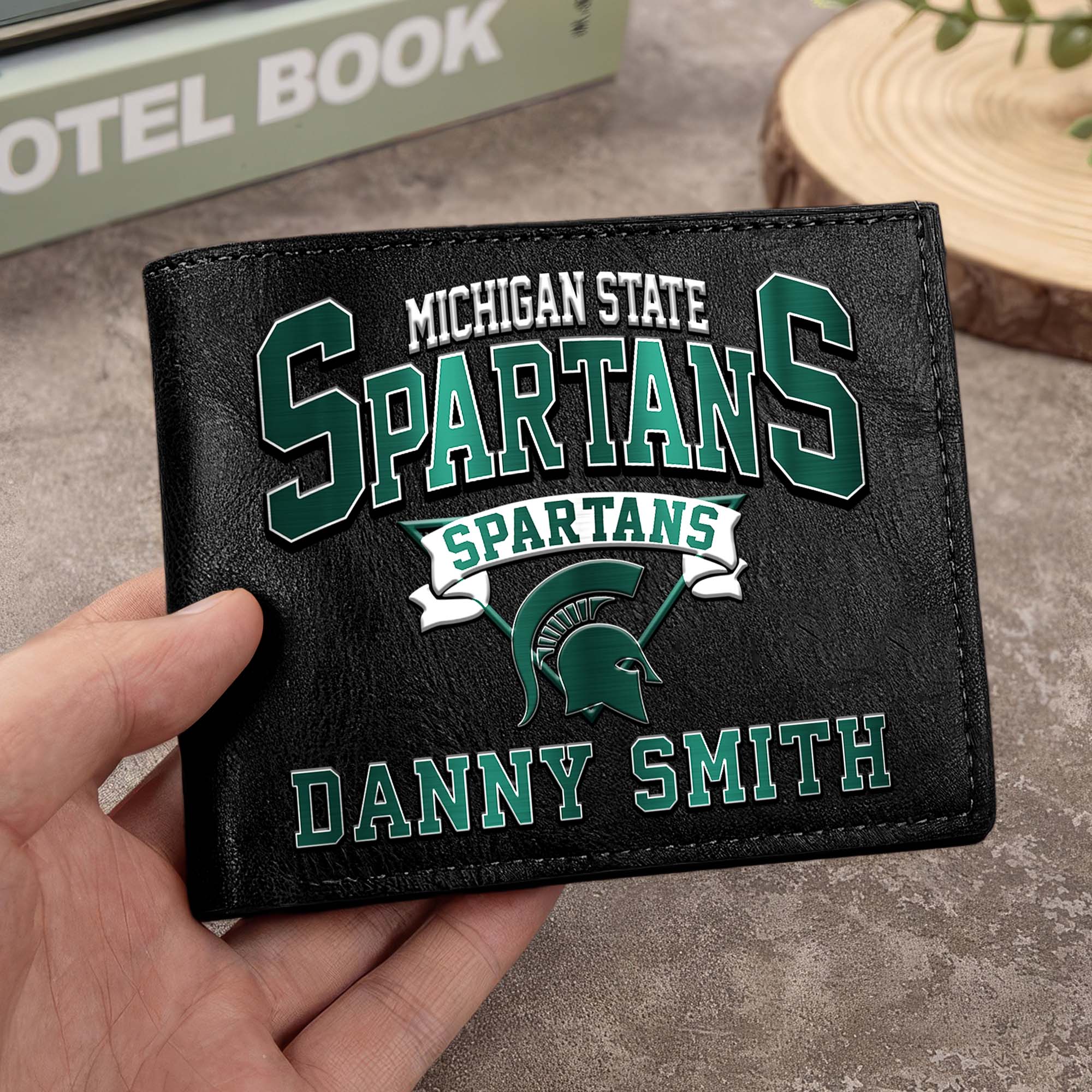 Michigan State Spartans Men Wallet Custom Your Name, Football Team Men Wallet For Fans, Gifts For Football Lovers
