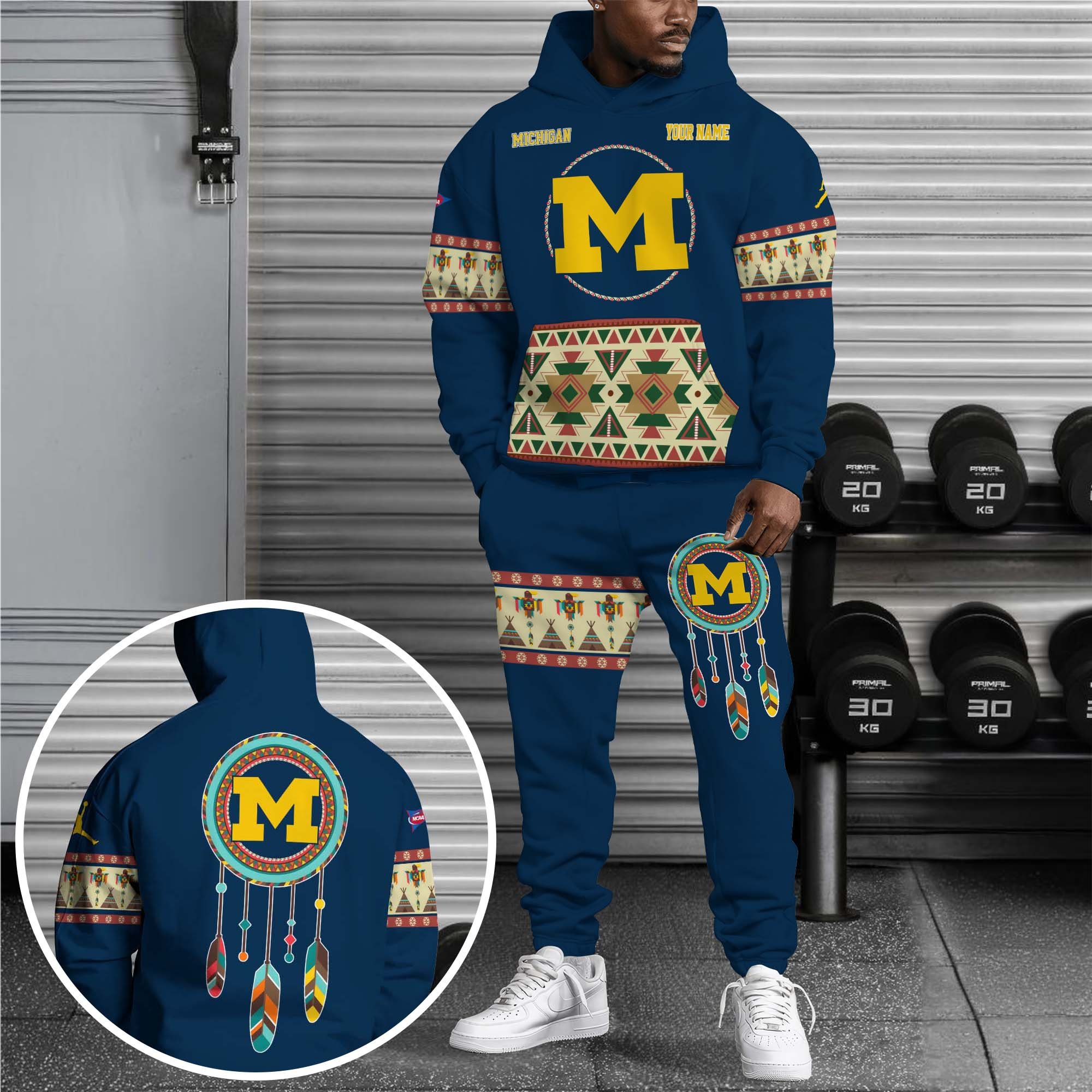 Michigan Wolverines Hoodie Sweatpants Set Custom Your Name, Sport Hoodie Sweatpants Set, Sport Gifts For Fan