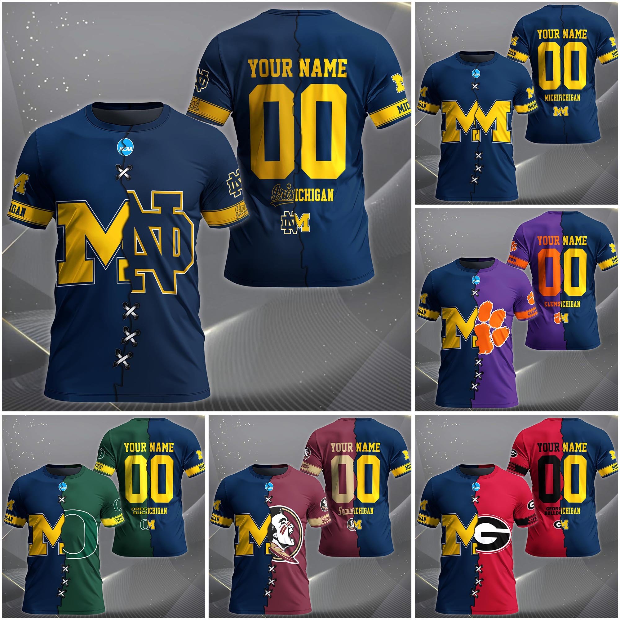 Michigan Wolverines House Divided T-Shirt Custom Name 2025 Version, Year And Team, Sport Shirts For Fan