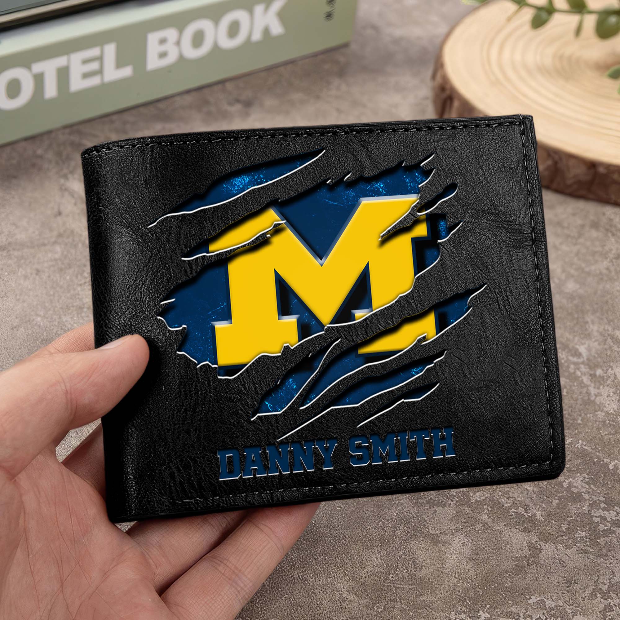 Michigan Wolverines Men Wallet Custom Your Name, Football Team Men Wallet For Fans, Gifts For Football Lovers