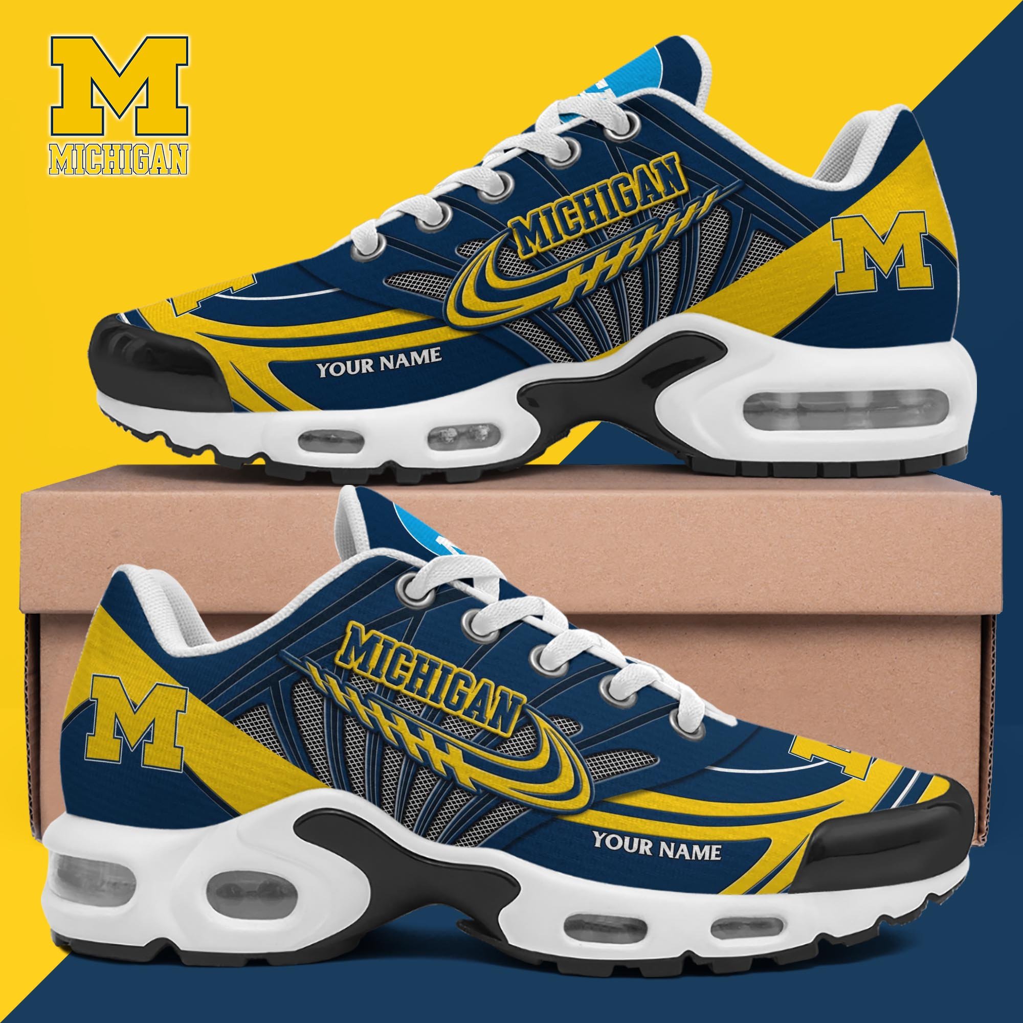Michigan Wolverines TN Shoes 2025 Version Custom Your Name, Shoes For Sport Fans, Gift For Fans