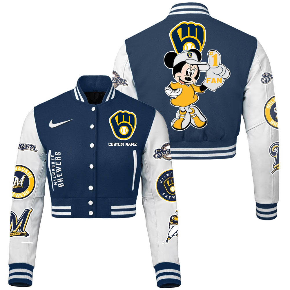Milwaukee Brewers MLB Style Cropped Baseball Jacket For Fans