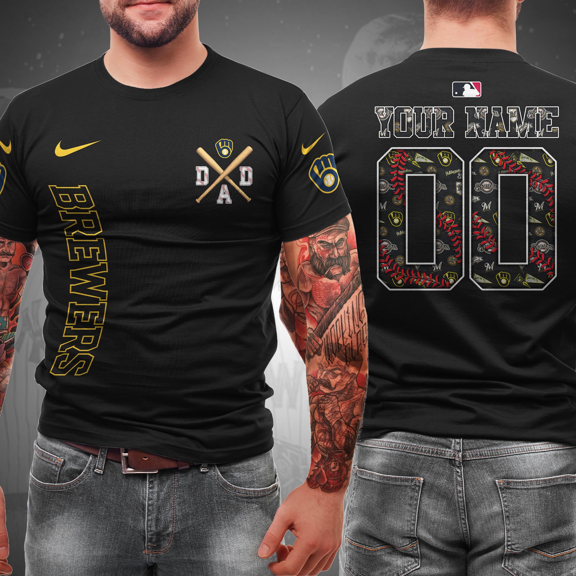 Milwaukee Brewers T-Shirt Custom Name And Number, Sport Team Shirt, Gifts For Dad 