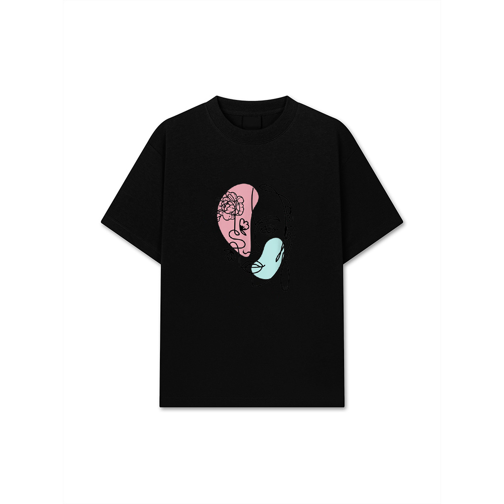Minimalist Abstract Woman Face Floral Line Art T-Shirt