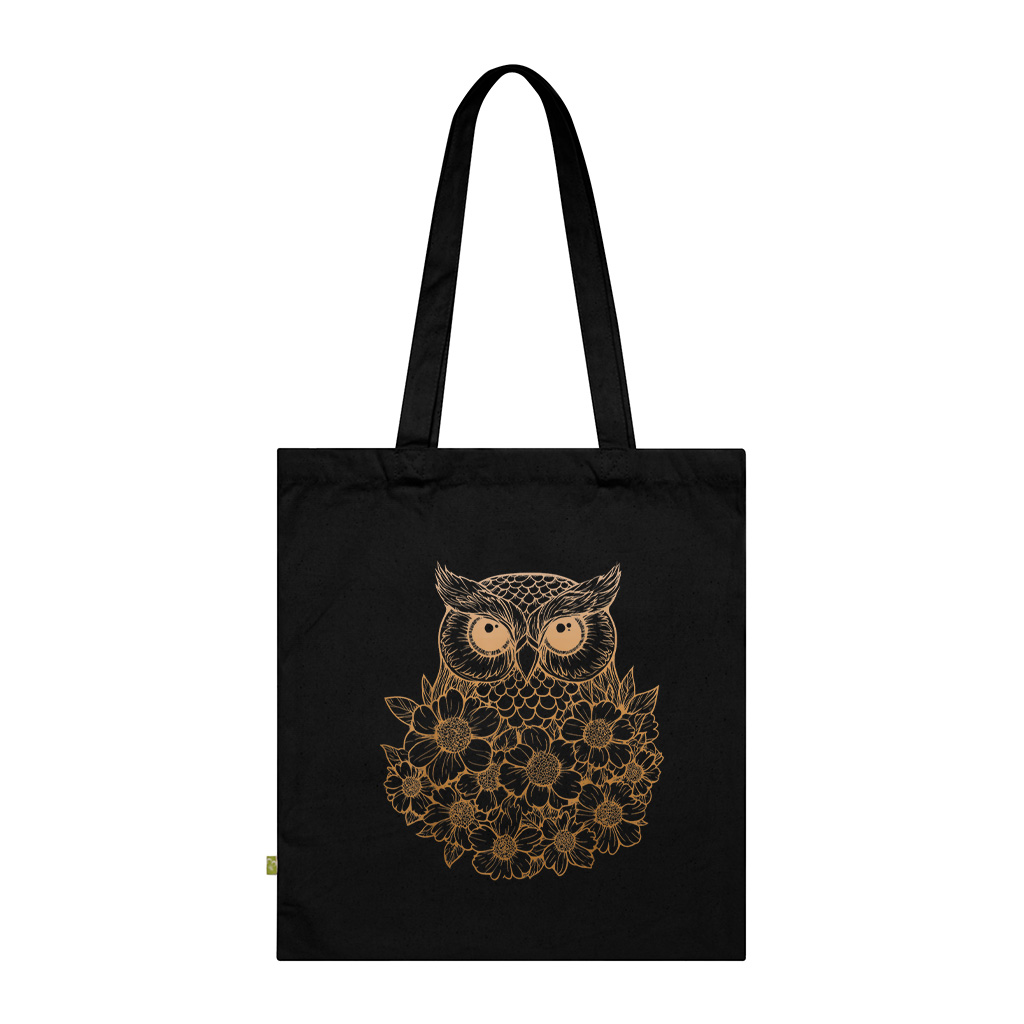 Minimalist Boho Floral Line Art Owl Illustration Gradient Tote Bag