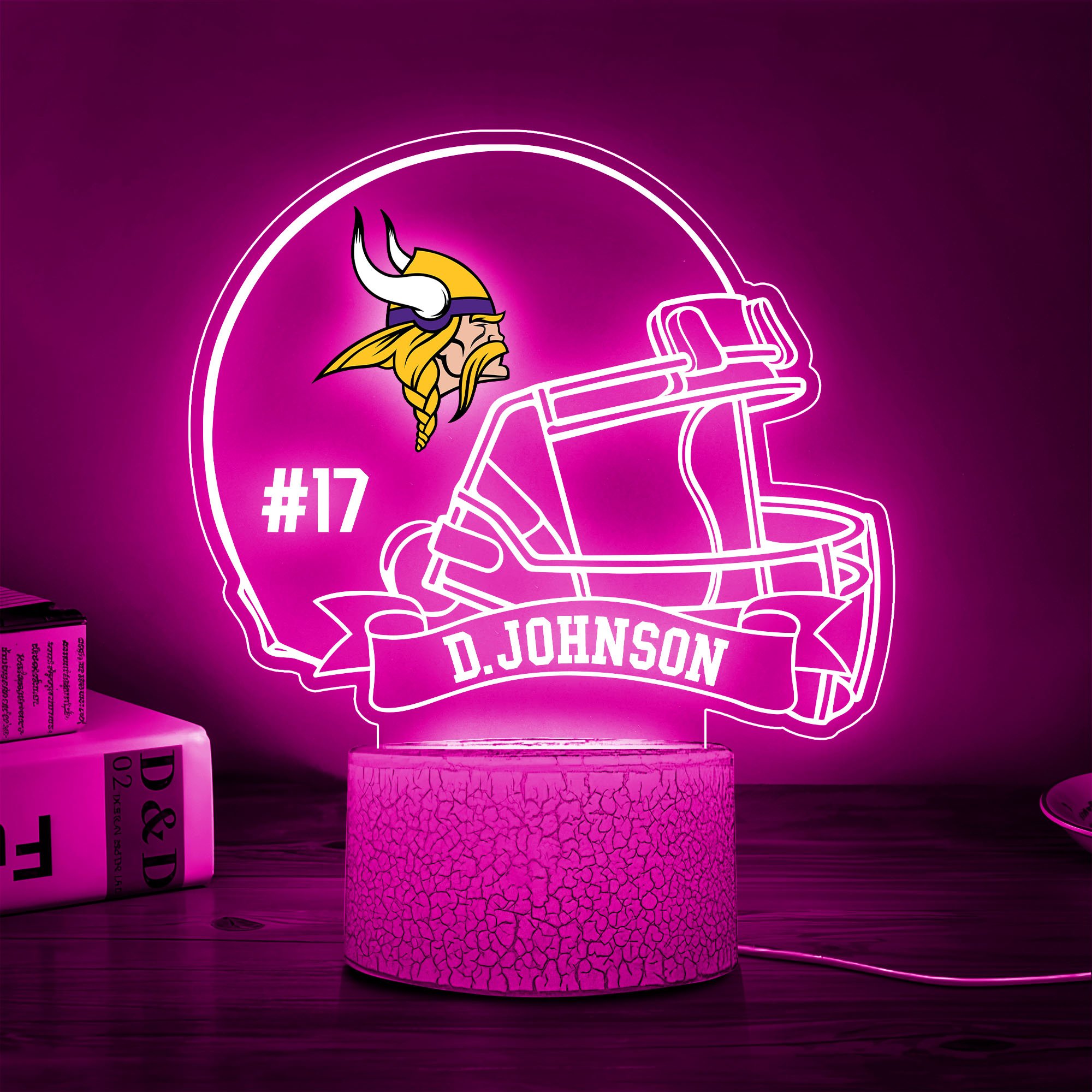 Minnesota Vikings 3D Led Lamp Custom Name And Number, Sport Lamp, Home Decor 
