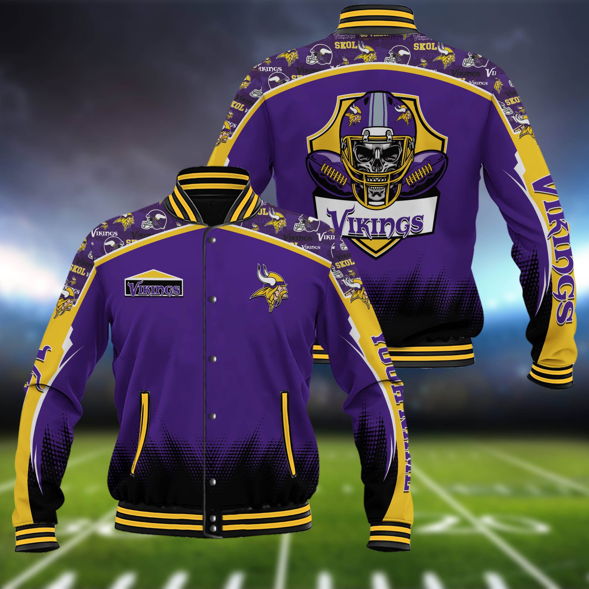 Minnesota Vikings Baseball Jacket Custom Name, Sport Team Jacket, Sport Gifts 